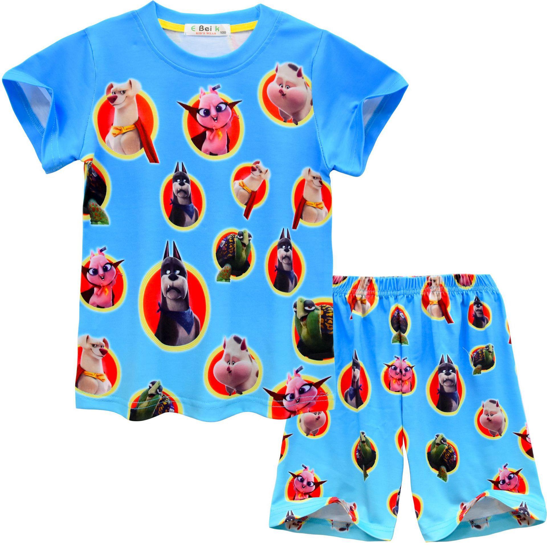 Spring Children, Children S Cartoon Digital Printing Set, Children S Short-Sleeved Loungewear Set 9062 110
