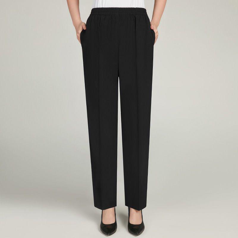 

Ice Silk High-Waisted Nine-Point Pants for Middle-Aged Women - Breathable, Elastic, Casual Fit XL for 80-100 kg
