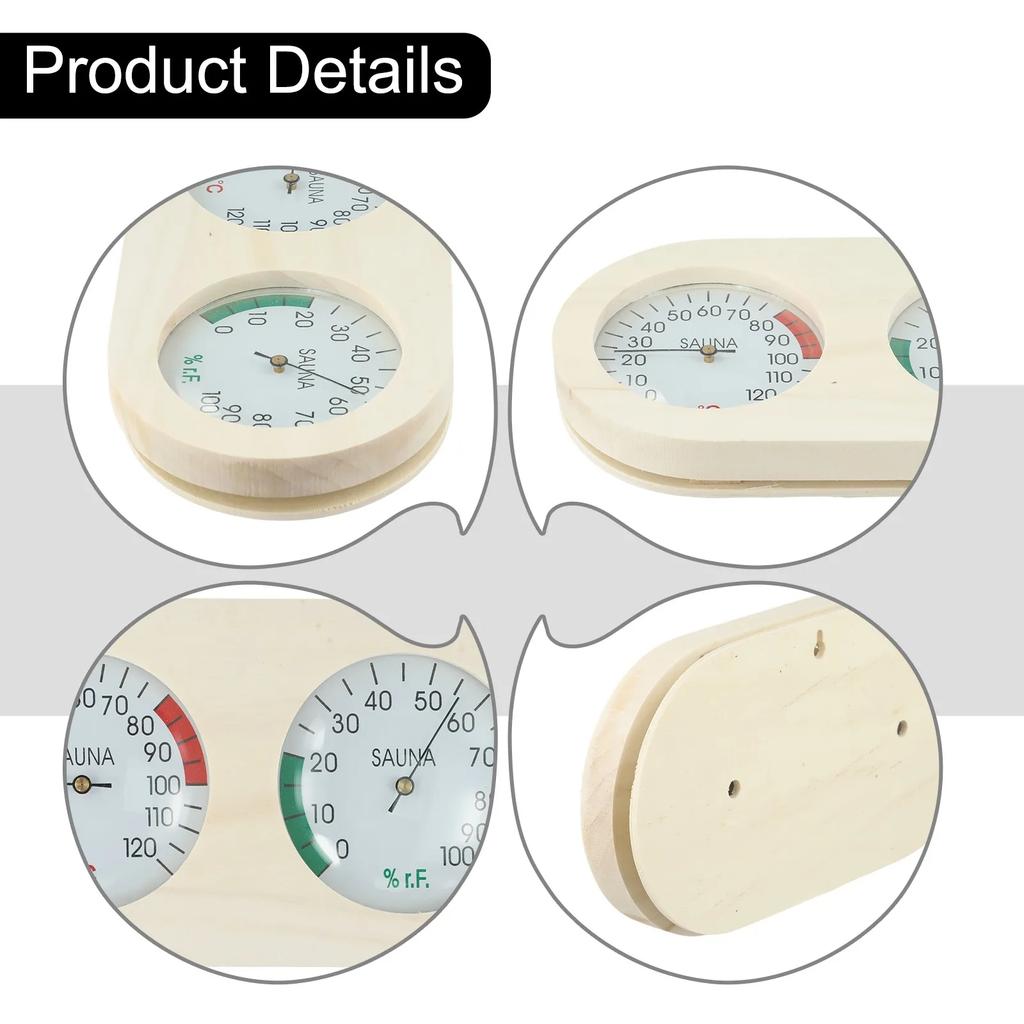 Steam Room Sauna Room Bath Temperature And Humidity Meter Multifunctional Wooden Thermometer And Hygrometer Accessory In Stock
