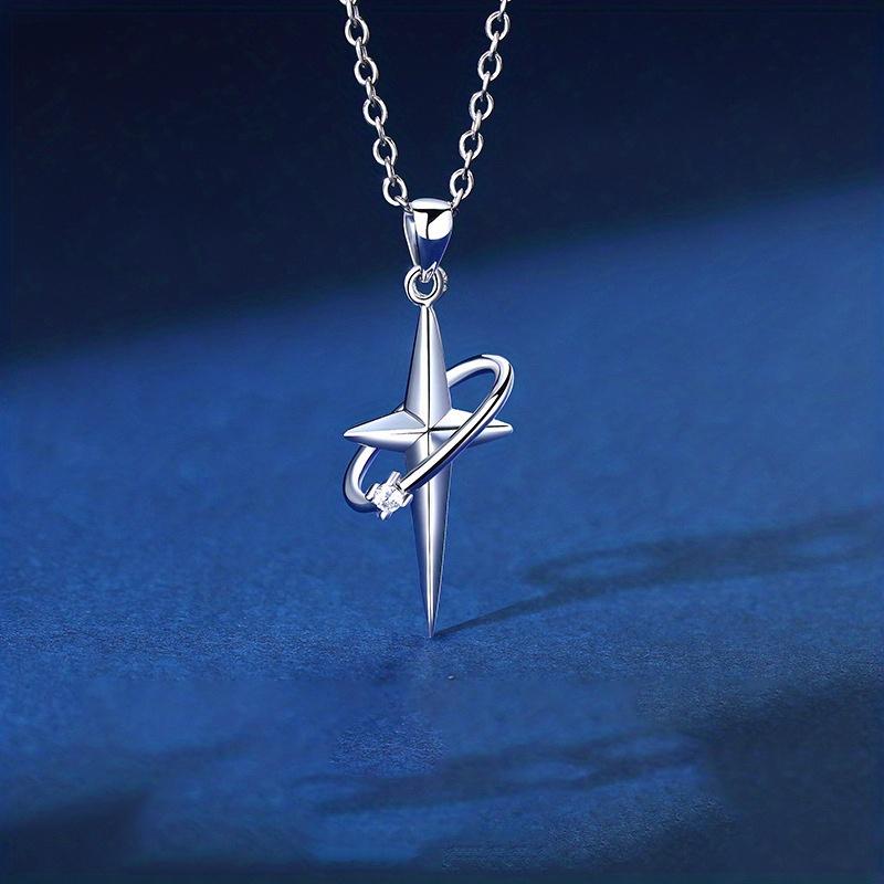 1pc Star Cross Necklace Men's Trend, Simple And Elegant Pendant Gifts For Men