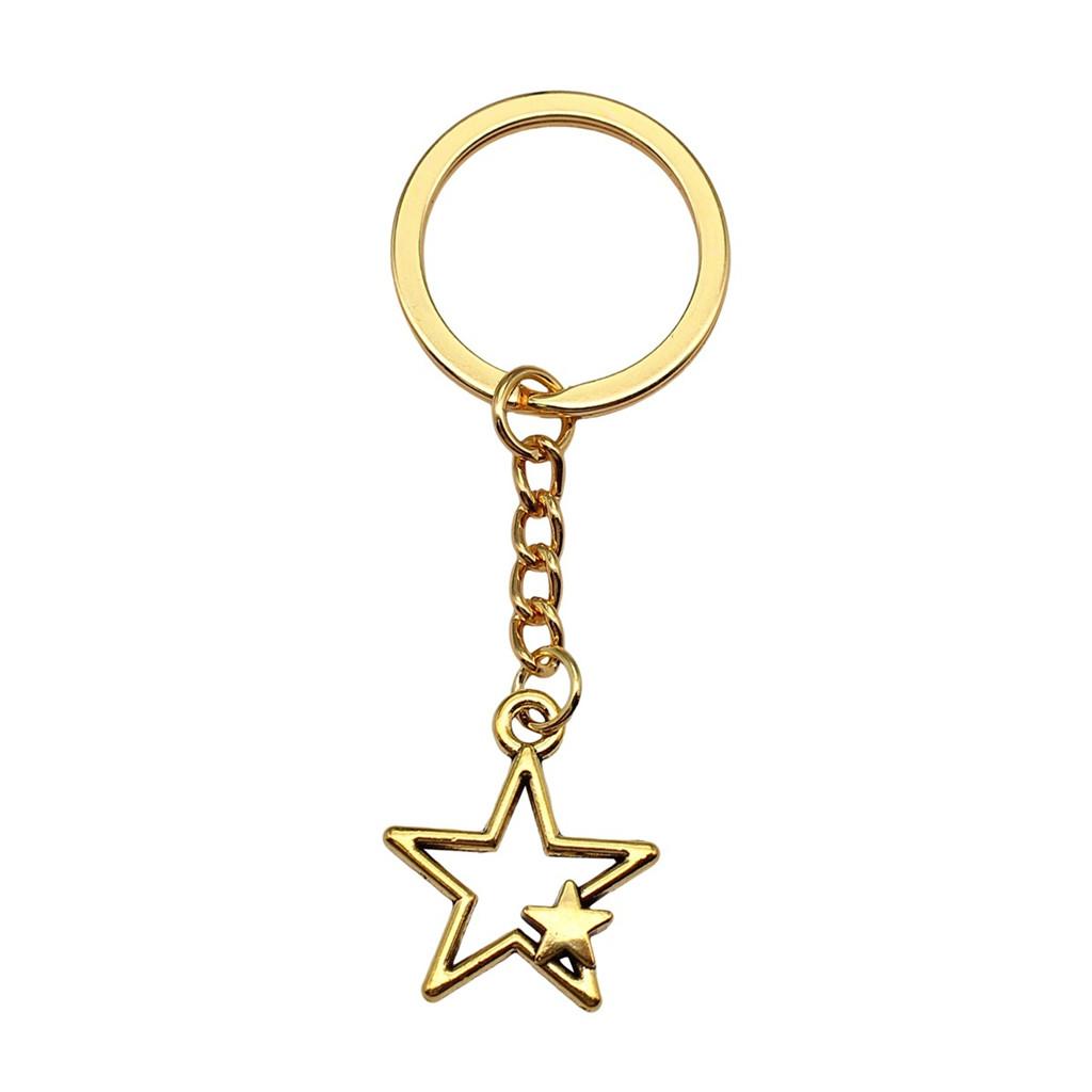Dreifachmond Pentagramm Anhänger Schlüsselanhänger Stern Wicca Thema Schlüsselring 28mm