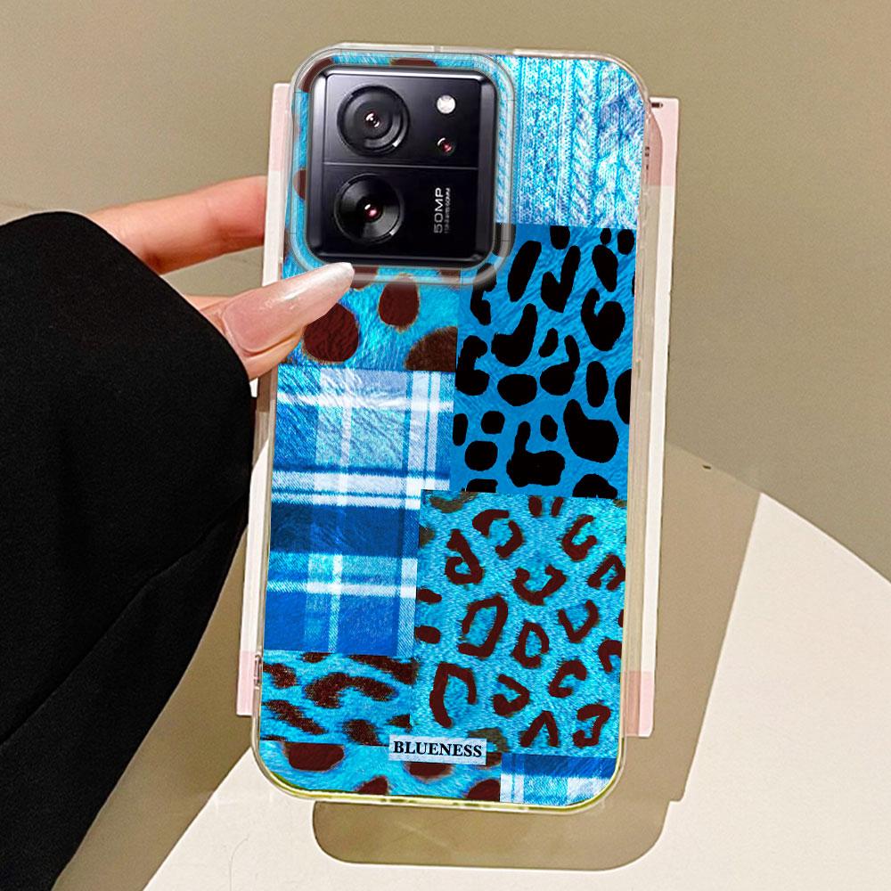 

Винтажный синий чехол для телефона с леопардовым принтом для Xiaomi 13T 14T 11 Lite NE Poco X5 M6 Pro X6 X7 X3 Pro NFC C65 C61 M5S Женский чехол для девушки Xiaomi 11 Lite 5G белый