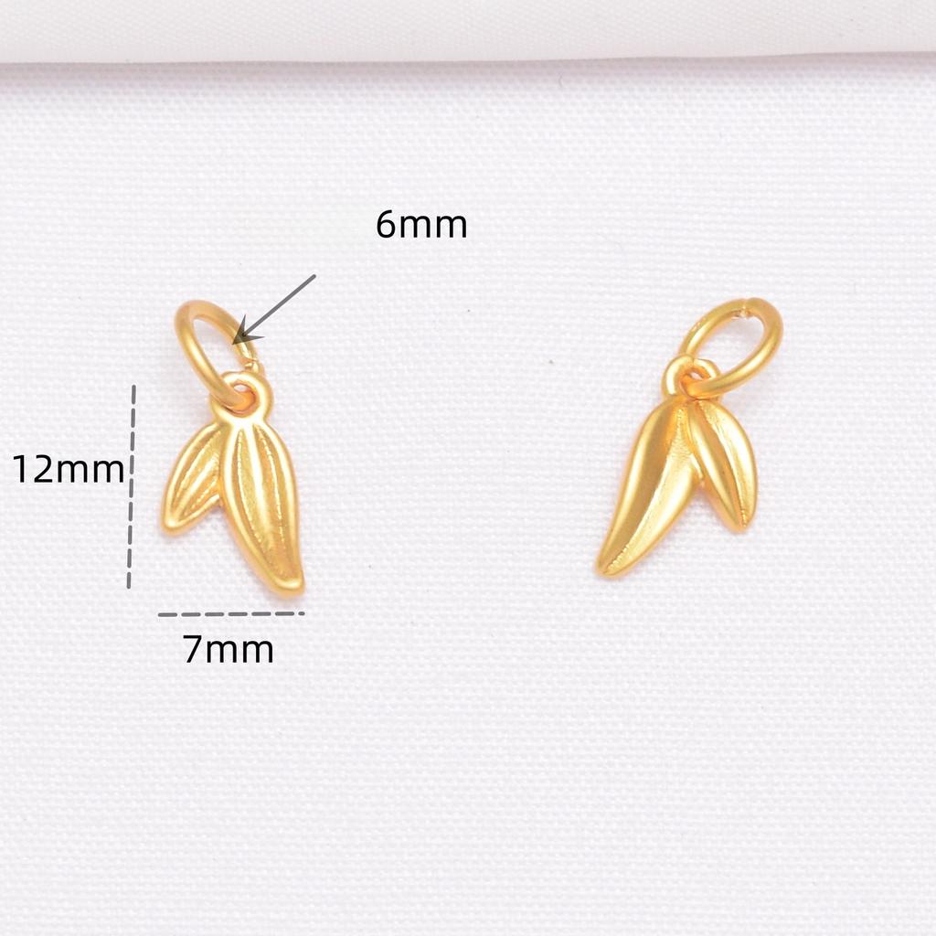 10pcs Color-Preserving Ancient Sand Gold Bamboo Leaf Small Pendant Beaded Diy Handmade Braided Rope Bracelet Necklace Accessories Bamboo Pendant