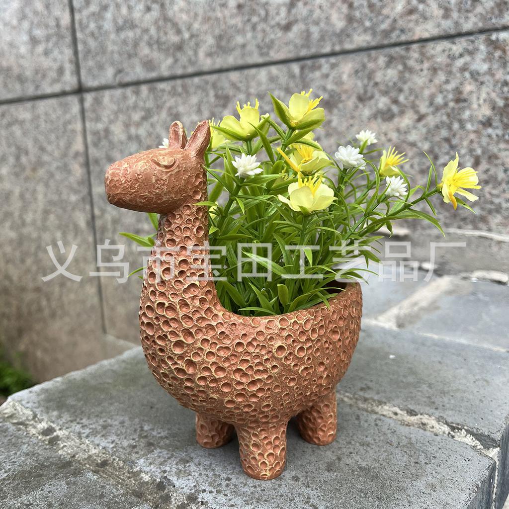 1 Piece of Nordic Style Cute Deer Flower Pot Resin Statue, Unique Animal Succulent Plant Flower Pot