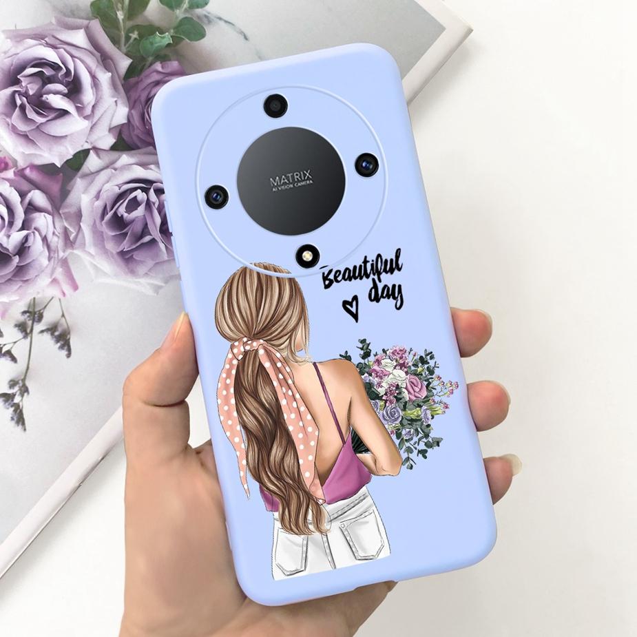 Für Honor Magic6 Lite Hülle Honor X9b Hübsche Mädchen Sonnenblumen Hülle Weiche Silikon Handyhülle Für Honor Magic6 Lite HonorX9b Bumper