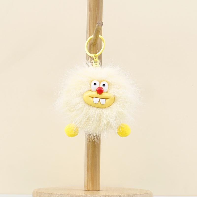 Coal Bucktooth Cute Ball Plush Keychain Backpack Charm Stuffed Gift For Students