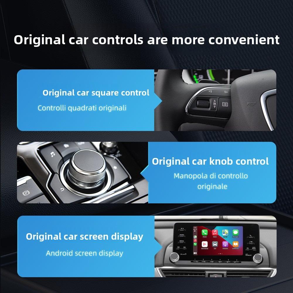 Car Wireless Carplay Box USB Plug Play Convert Wired to Wireless with Colorful Glass Cover
