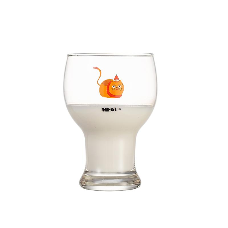 Korean Style Cute Cat Special-shaped Glass Transparent Water Glass Beer Cup Coffee Cup Milk Drinking Mug Juice Barware