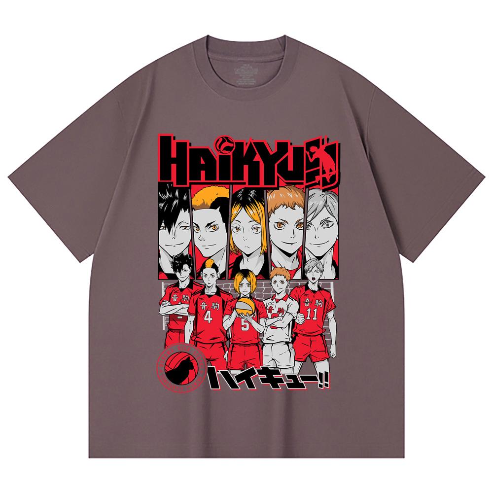 230 g/m² 100% Baumwolle Haikyu V8 Nekoma High Druck Unisex Schweres Baumwoll-T-Shirt