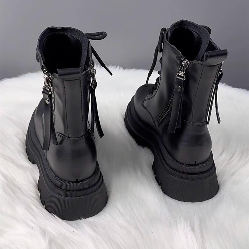 High-end Ankle Boots Women's Flats Platform Lace Toe Sport Shoes for Woman Fashion Goth Motorcycle Boots New Fashion Mujer Botas
