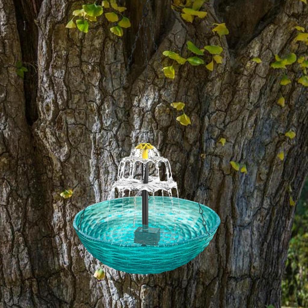 Solar Bird Bath Patio Solar Powered for Garden Hook Courtyard Lawn Easy to Hang Porch Outdoor Birdbath Bowl Decoration Balcony