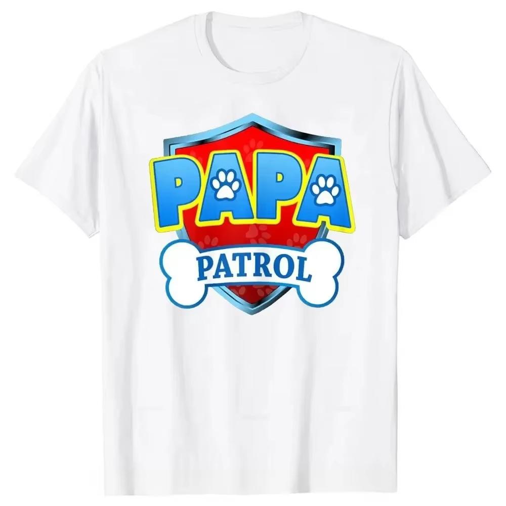 2Funny Patrol Dog Mom Dad Cotton T Shirts Graphic Streetwear Presentes de aniversário Camiseta de verão Roupas femininas