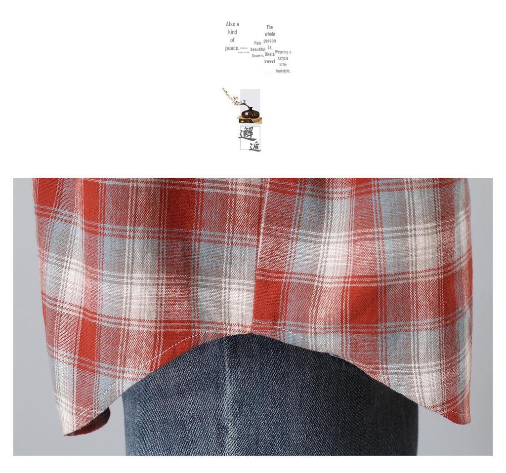 Women's Long Sleeve Pure Cotton Plaid Shirt - 2024 Autumn Mother's Blouse, Perfect for Spring and Autumn.