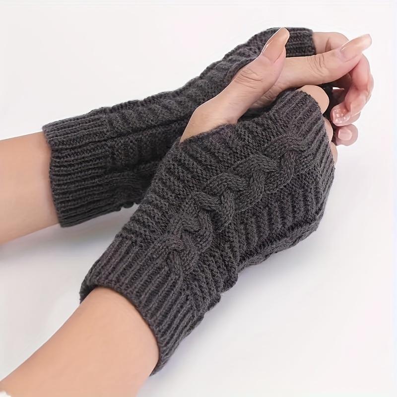 4 Pairs Stay Warm & Stylish This Winter: Fingerless Knit Long Gloves for Women