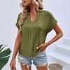 Women’s Short Sleeve Blouse Casual Loose Fit V Neck Top Lightweight Soft Fabric Summer Basic Shirt for Daily Wear