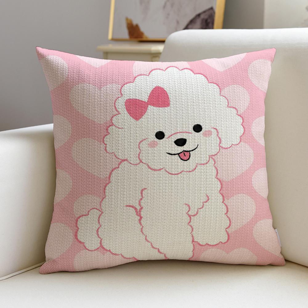 Flauschiges Bichon Frisé Muster Kissenbezüge Stück Leinen Dekokissenbezüge x x Moderne Wohnkultur
