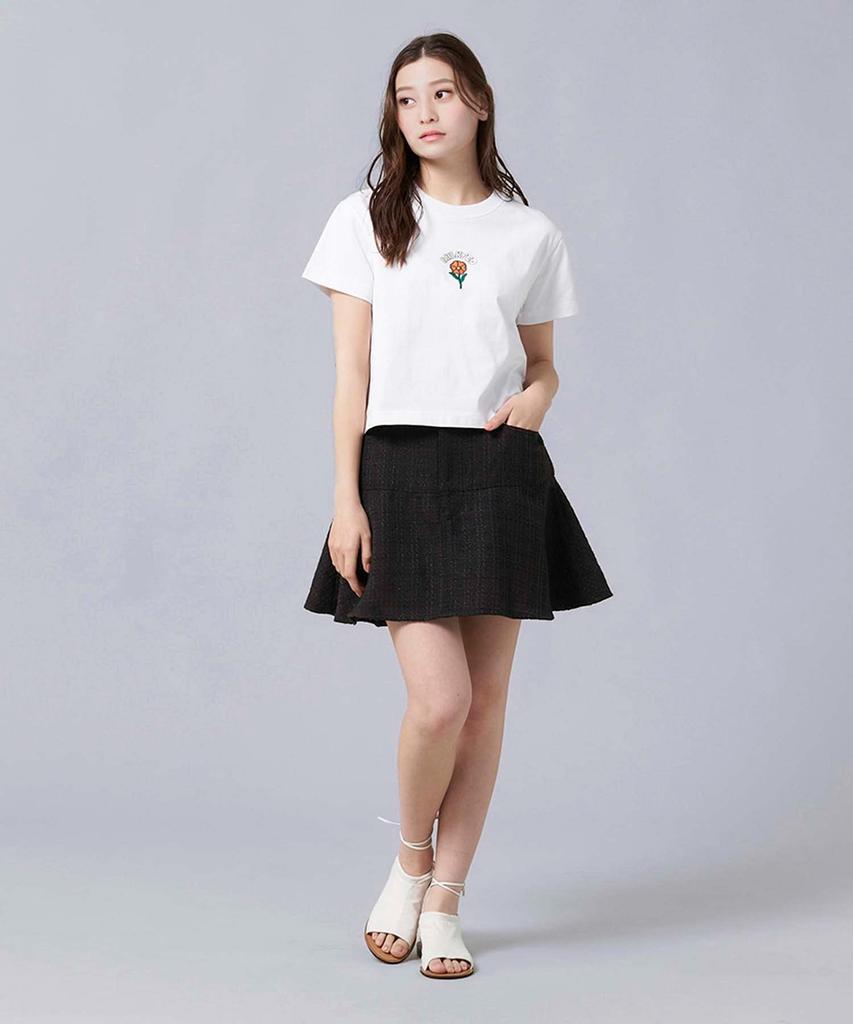 Milkfed Embroidery Flower Top White Women's T-Shirt,