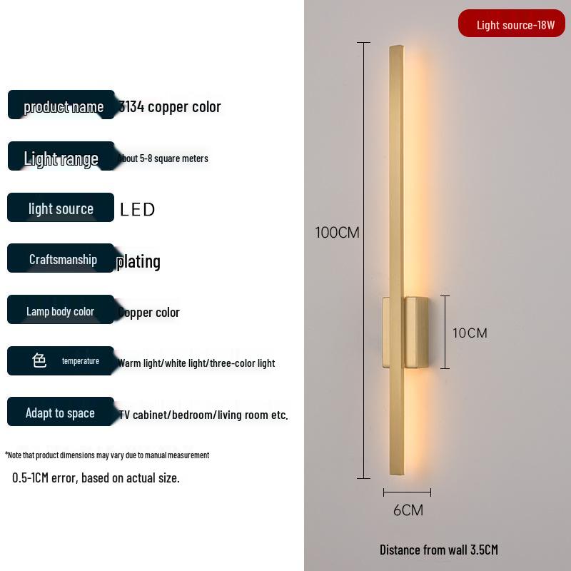 2025 Minimalist Long Strip Wall Lamp for Bedroom, Living Room, Staircase, or TV Background
