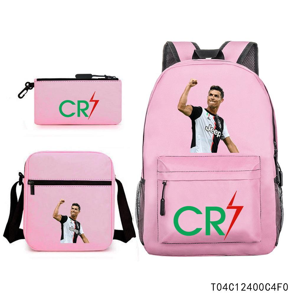 Luo Qixing Three-Piece Schoolbag, Male And Female Students Leisure Bag, Printed Large-Capacity Outdoor Backpack