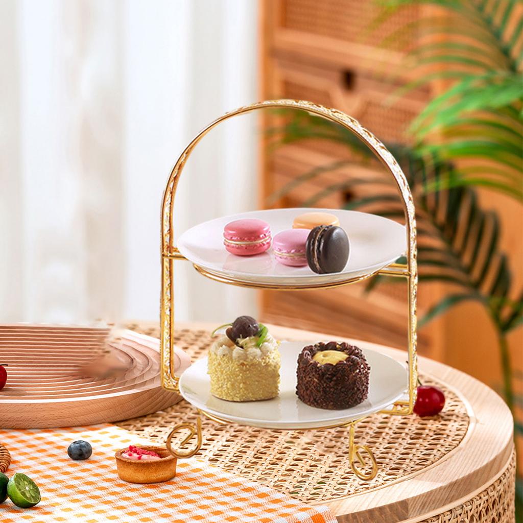 Double Layers Dessert Serving Stand Stylish Multipurpose Accessories for Kitchen Sturdy Cookies Snack Tray Rack