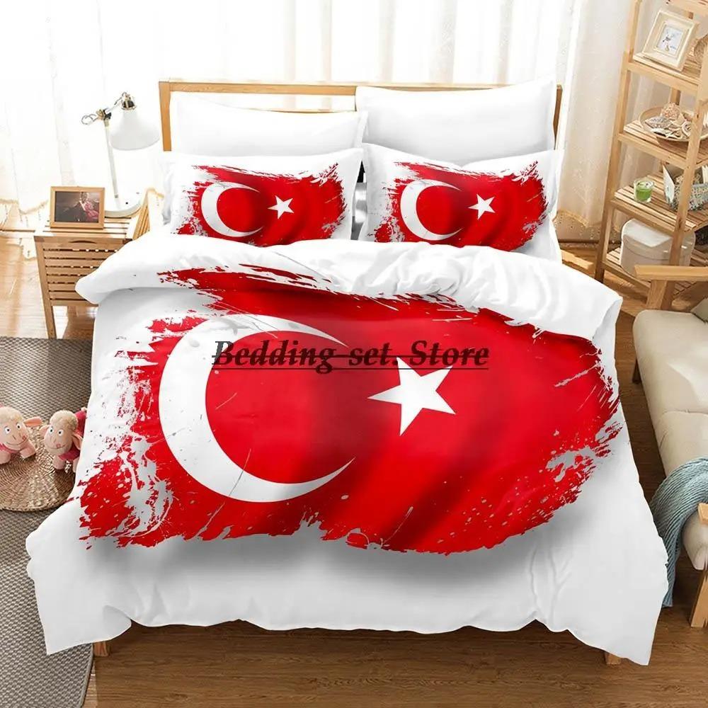 Turkey Flag Bedding Set Single Twin Full Queen King Size Bed Set Aldult Kid Bedroom Duvetcover Sets 3D Print Anime Bed Sheet Set