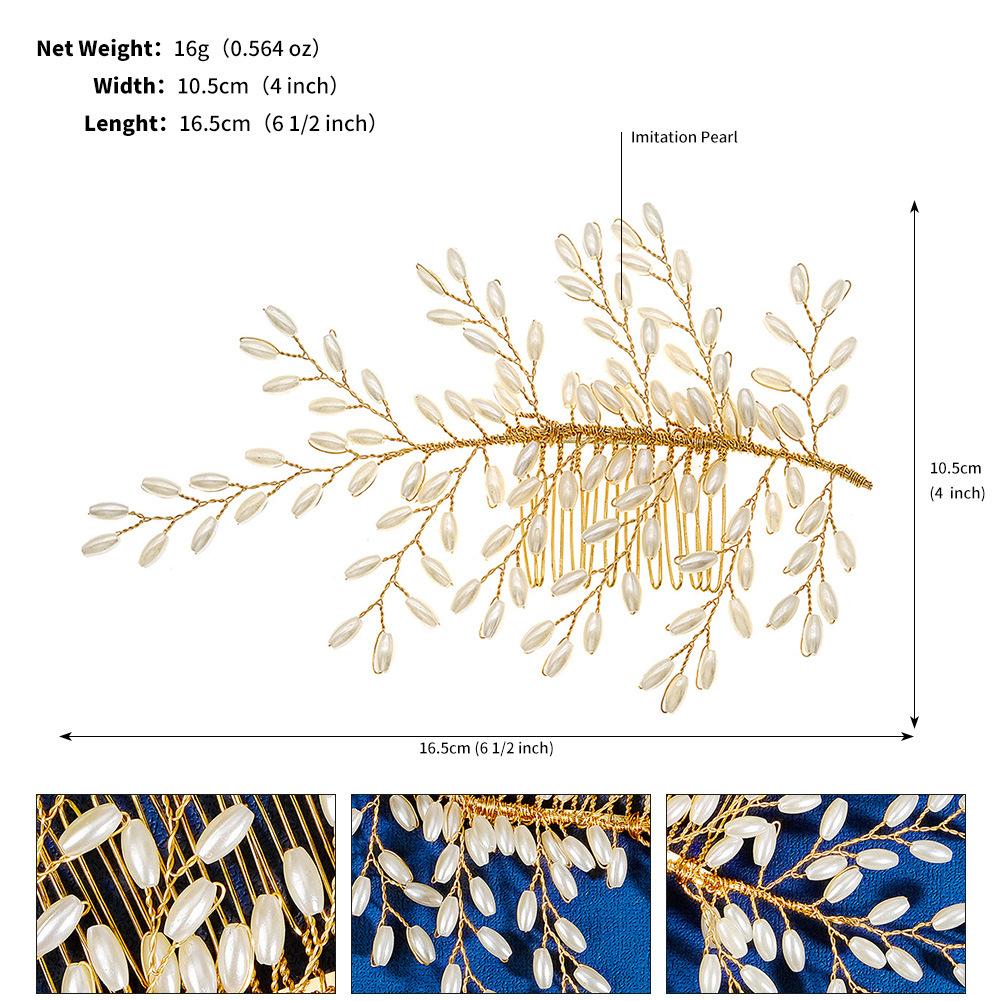 Bridal accessories hair comb luxury wedding dance retro hair accessories handmade golden pearl hair comb