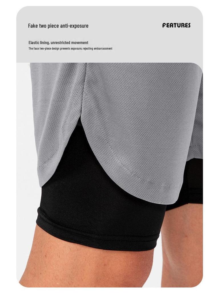 Men's PRO Breathable Mesh Double Layer Quick-Dry Loose Fit Running Shorts