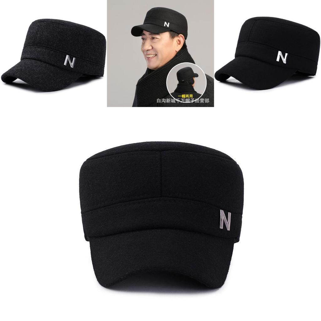 Stylish Adjustable Flat Cap For Elderly Men With Thick Insulation For Winter Wear