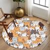 Bunte Zeichentrickkatzen Runder Teppich Niedliches Katzenmuster Wasseraufnahme Rutschfest Rutschfest Wohnzimmer Schlafzimmer Arbeitszimmer Küche Dekor