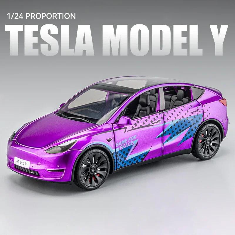 1/24 Tesla ΜΟΝΤΕΛΟ Y Κράμα Μοντέλο αυτοκινήτου Χυτό μέταλλο Παιχνίδι όχημα Μοντέλο αυτοκινήτου Προσομοίωση Συλλογή Ήχος Φως Παιδικό παιχνίδι Δώρο