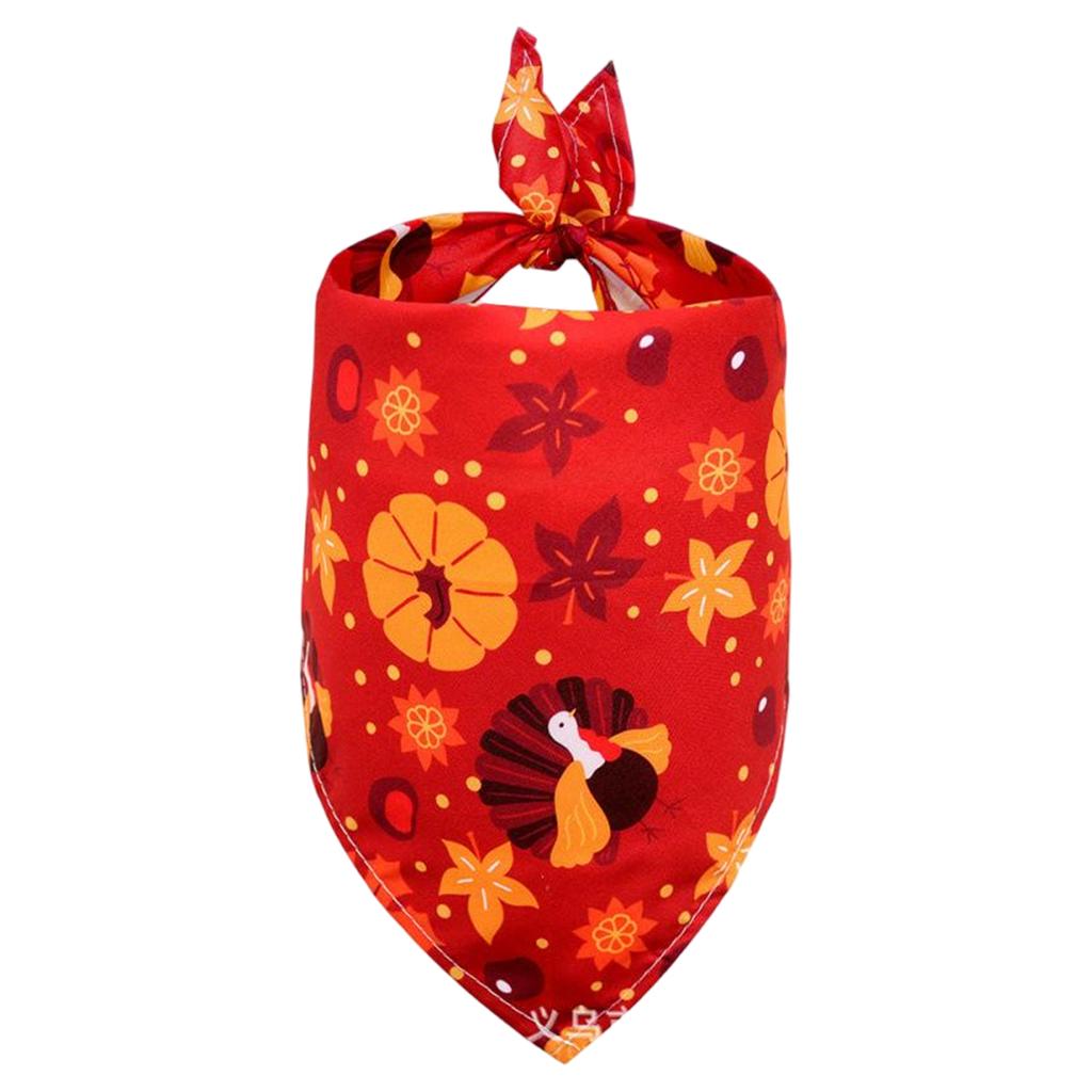 Thanksgiving Dog Bandana Medium Size Adjustable Pet Scarf with Pumpkin Pattern for Holiday Seasonal Wear and Comfortable Fit