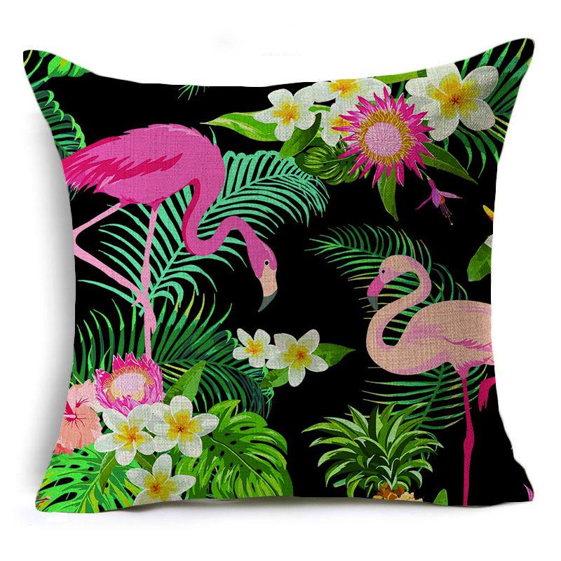 New Flax Tropical Flower Plant Flamingo Hibiscus Flower Pillowcase Cushion Cover