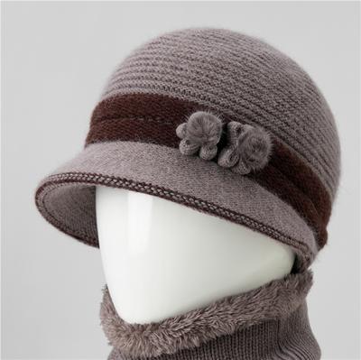 Middle Aged Elderly Mothers' Hats Women's Autumn Winter Velvet Warm Hats Elderly People's Cold Resistant Knitted Hats Elderly Women's Knitted Hats