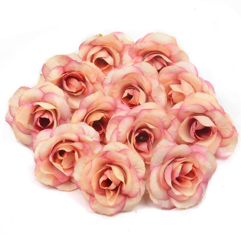 10pcs 4 .5cm Mini Artificial Silk Rose Flower Heads For Home Wedding Decoration Wreath Gift Box Craft Scrapbook Fake Flowers