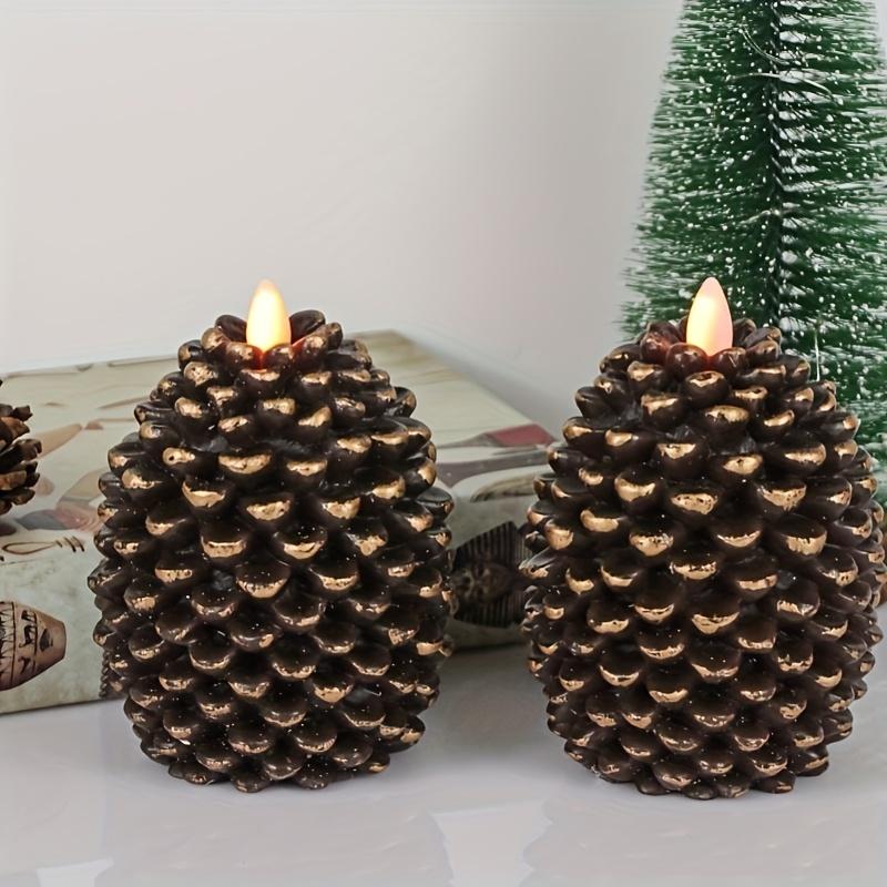 Two-Part Pinecone Light, LED Electric Candle, Artificial Candle Decor, Tabletop Decoration, Imitation Candle Light, Adorned