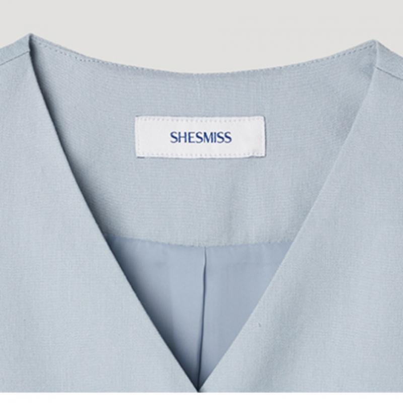[She S miSS] Pin Tuck Shoulder V Neck Short SleeVe Jacket Swwjkp22720 Ll
