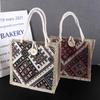 Embroidery Ethnic Style Canvas Bag Print Printing Cloth Lunch Bag Cute Linen Handbag  Children