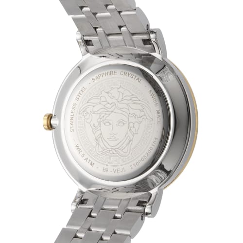 Versace V-Eternal Watch, 37mm, Blue Dial, Sapphire Crystal, Quartz Movement, Swiss Made, VEJL00522, Silver