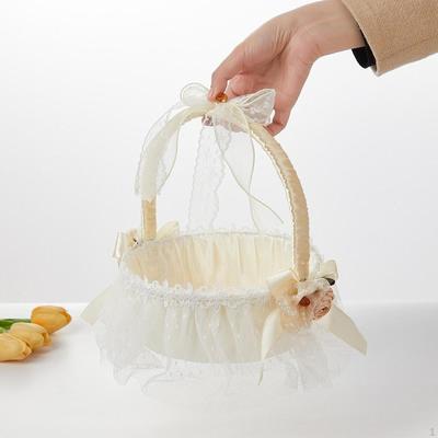 Wedding Flower Girl Basket Fairy Lace Candy Storage for