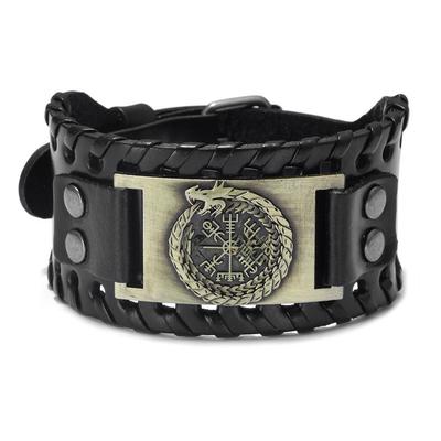 Brățară busolă cu dragon din piele naturală europeană și americană - stil vintage pirat