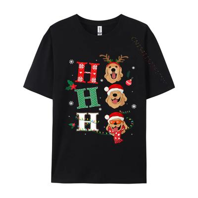 Ho Ho Ho Retrievery Złoty Strój Świąteczny Kostium Świąteczny T-Shirty Nowy Przybycie Okrągły Dekolt Grupa 100% Bawełna Męskie T-Shirty Z Nadrukiem