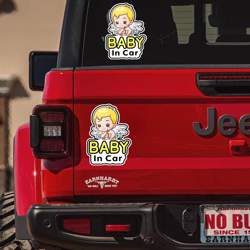 Cupid Baby In Car Sticker Cartoon Angel Design Waterproof PVC Decal Vehicle Safety Warning Sign for Car Window