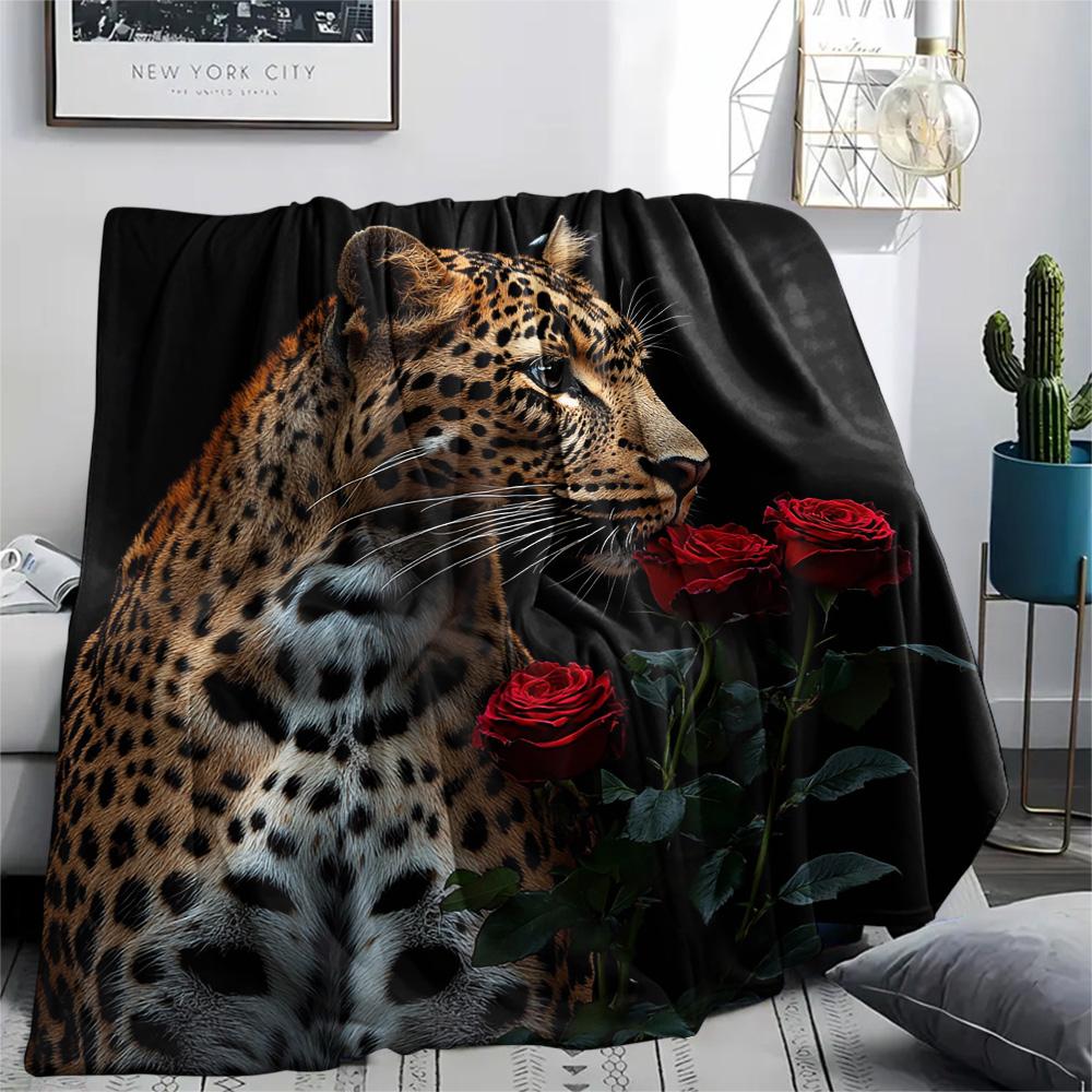 Leopard Print Flannel Blanket, High quality Comfortable for All Seasons, Home Decor, Warmth and Comfort, Perfect for Christmas Gifts