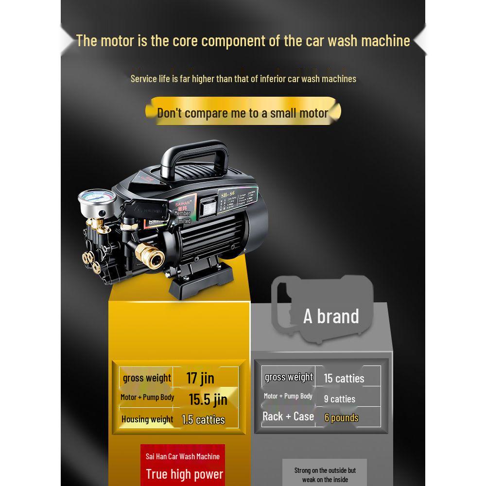 Ultra-High Pressure Portable Car Wash Machine, 220V Automatic Cleaning Brush and Water Gun