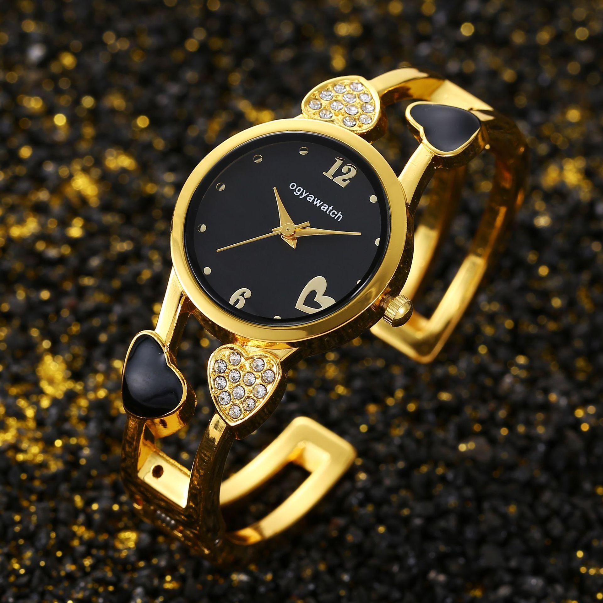 Heart Shaped Bracelet Watch Women Watches Luxury Rhinestone Women s Watches Ladies Watch Steel Clock Fashion Quartz Girls watches gift чёрный
