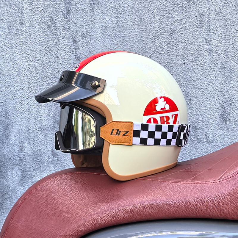 Retro Halb-Open Motorradhelm Cross-Country Motorradzubehör Motorradhelm 3/4 Retro-Helm im Winter