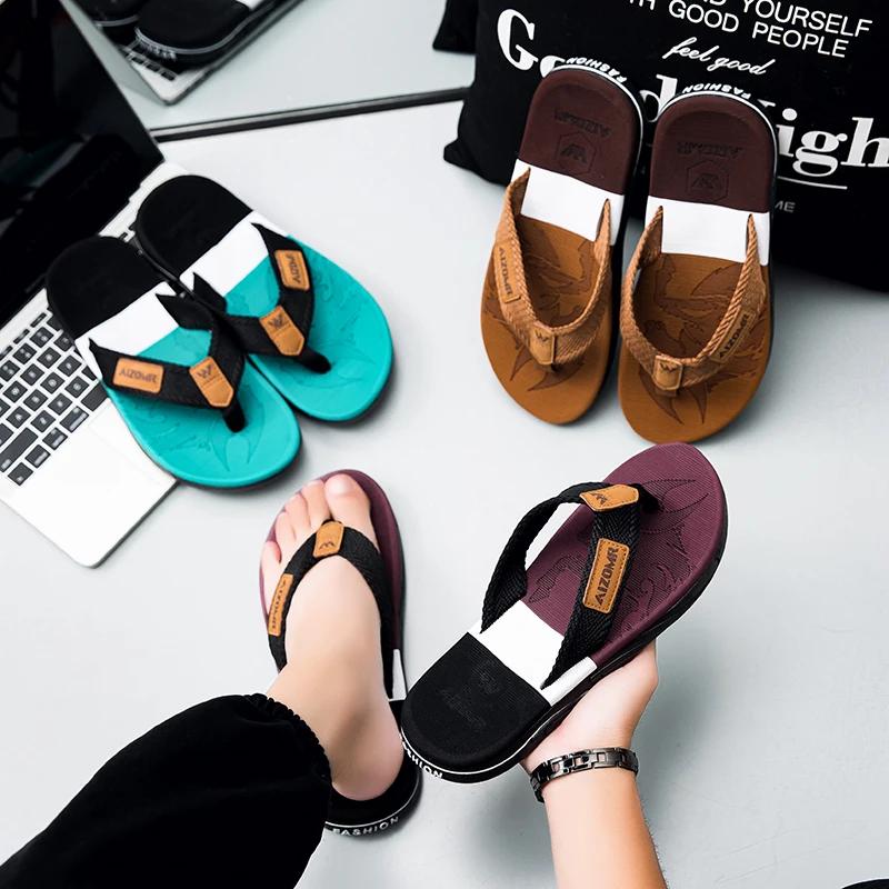 Man House Flip Flops Summer Breathable Beach Shoes EVA Slippers Sandals Men Flip Flops Soft Slippers Home Clogs Slides