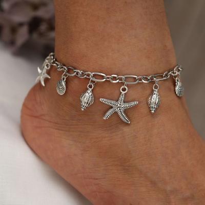 Boho Frauen Muschel Seestern Charm Fußkettchen Knöchelkette Armband Fußschmuck Geschenk