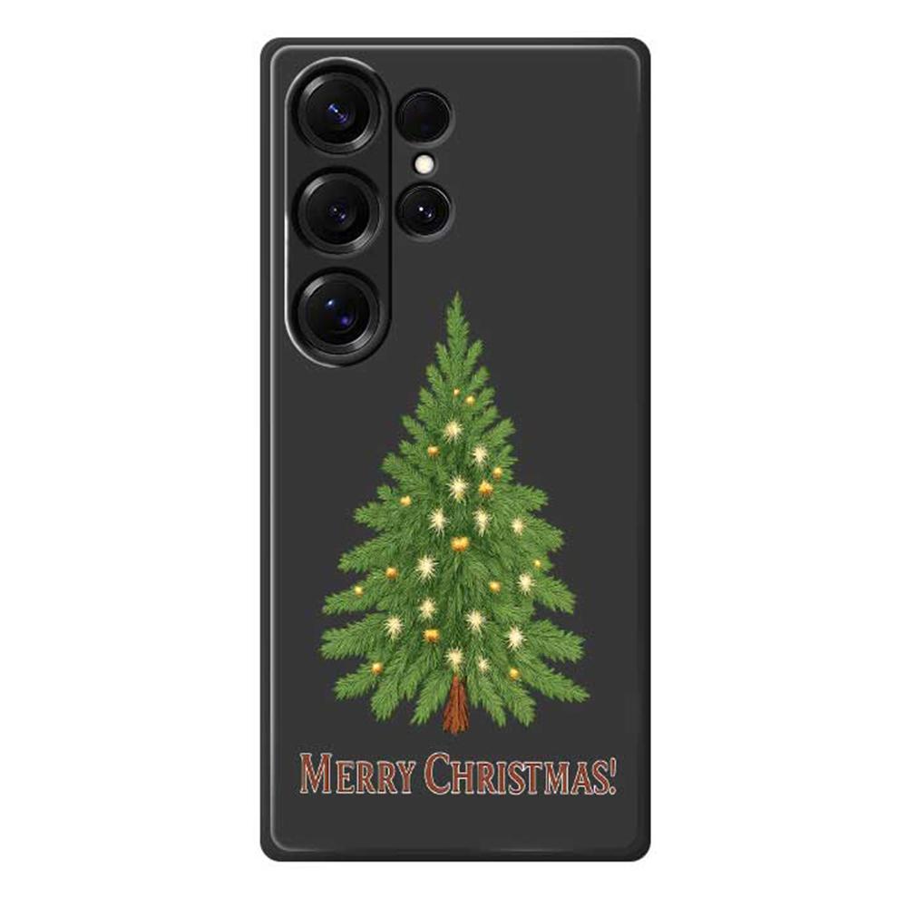 

For Samsung Galaxy S25 Ultra Case Christmas Tree Pattern Printing Straight Edge TPU Phone Back Cover Black
