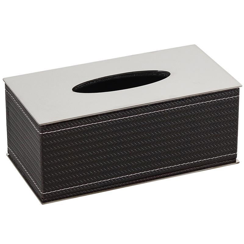 Light Luxury Designer Woven Leather Tissue Box Ornaments Living Room Desk Hotel Model Room Tissue Box Soft Decorations
